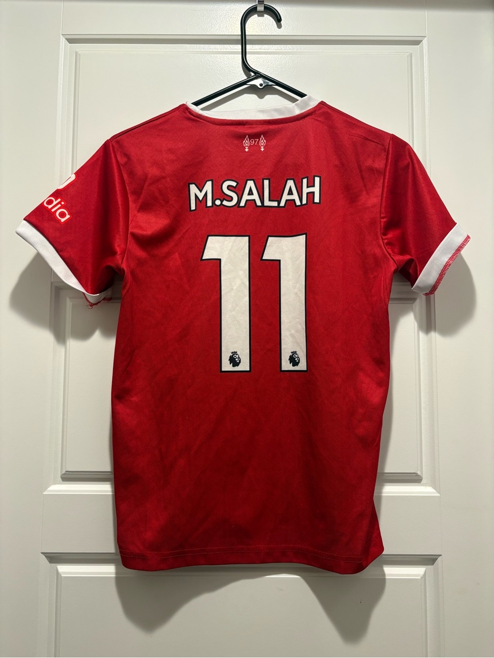 Liverpool FC Home Shirt M. Salah #11 Jersey size 28, Youth size Medium.